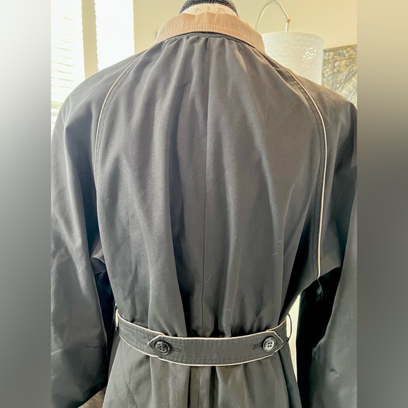 Fleet Street Vintage 1980’s Trench Coat Black Tan Size 16 Women’s - Picture 4 of 12